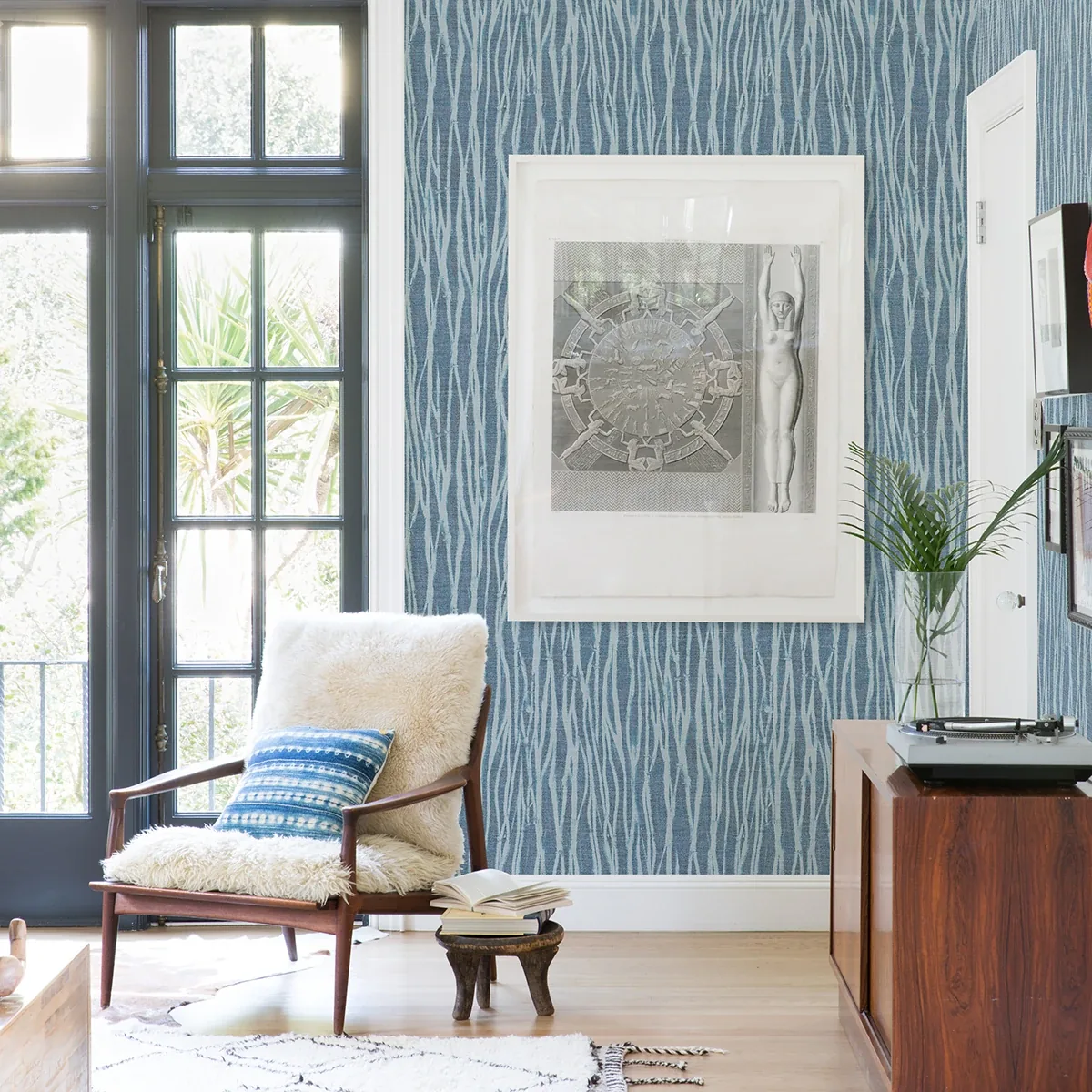 A-Street Prints Nazar Indigo Indigo Stripe Wallpaper - SKU 2975-26248