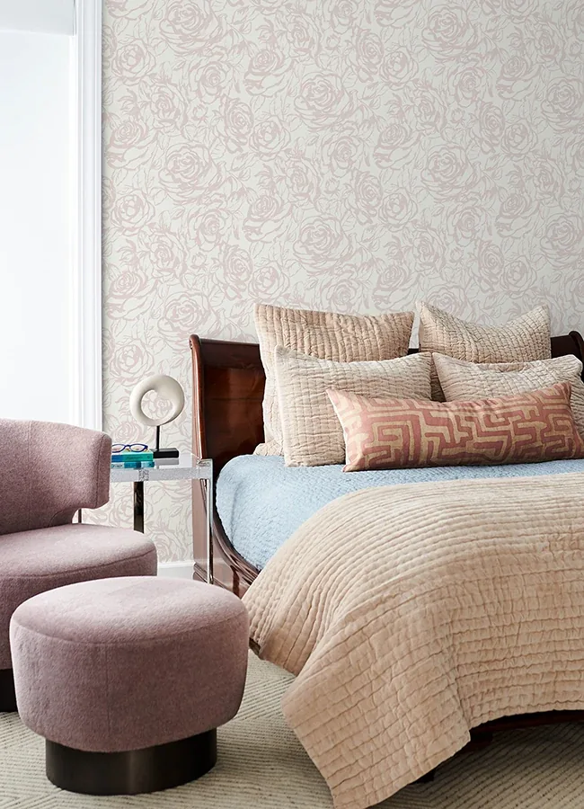 A-Street Prints Nelda Light Pink Rose Wallpaper - SKU 4135-72710