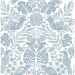 A-Street Prints Nestle Blue Bird Block Print Wallpaper - SKU 4122-27000