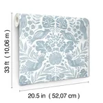 A-Street Prints Nestle Blue Bird Block Print Wallpaper - SKU 4122-27000