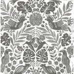 A-Street Prints Nestle Charcoal Bird Block Print Wallpaper - SKU 4122-27004