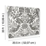 A-Street Prints Nestle Charcoal Bird Block Print Wallpaper - SKU 4122-27004
