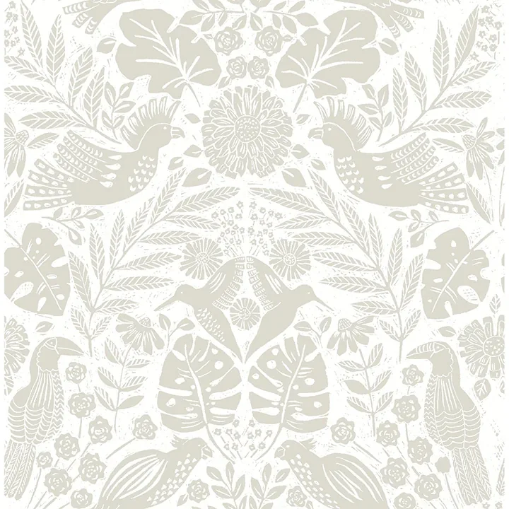 4122-27003 | Nestle Dove Bird Block Print Wallpaper