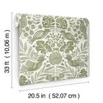 A-Street Prints Nestle Green Bird Block Print Wallpaper - SKU 4122-27005