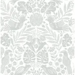 A-Street Prints Nestle Light Grey Bird Block Print Wallpaper - SKU 4122-27001