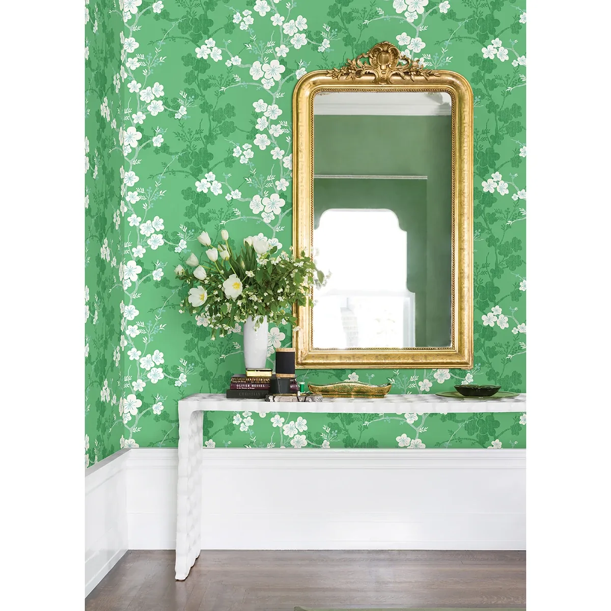 A-Street Prints Nicolette Green Floral Trail Wallpaper - SKU 2973-90103