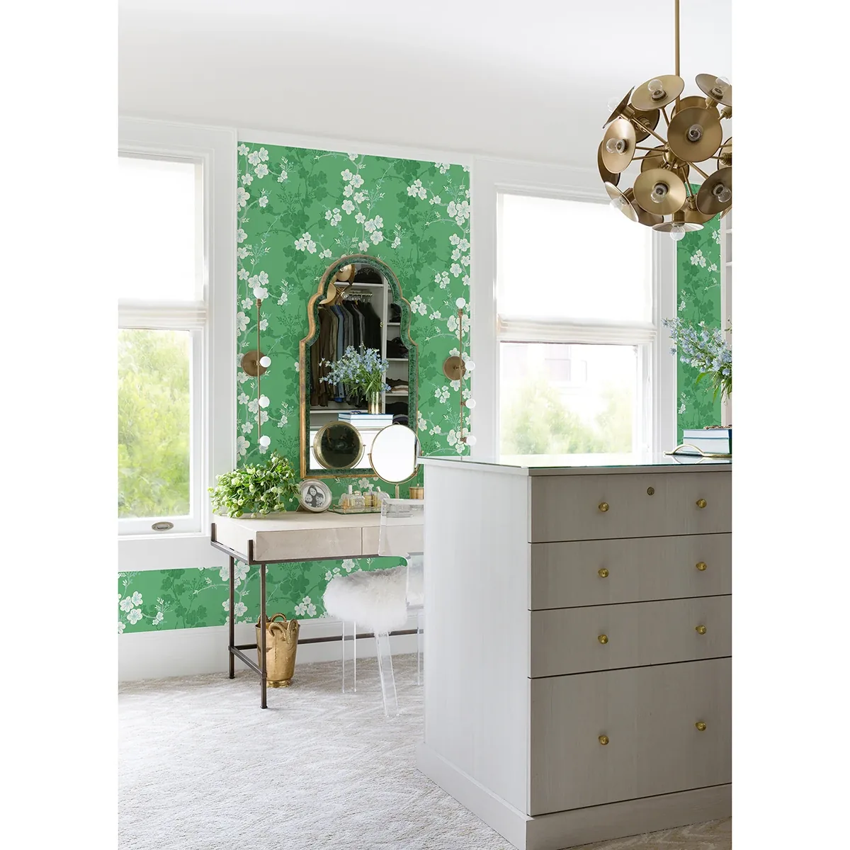 A-Street Prints Nicolette Green Floral Trail Wallpaper - SKU 2973-90103