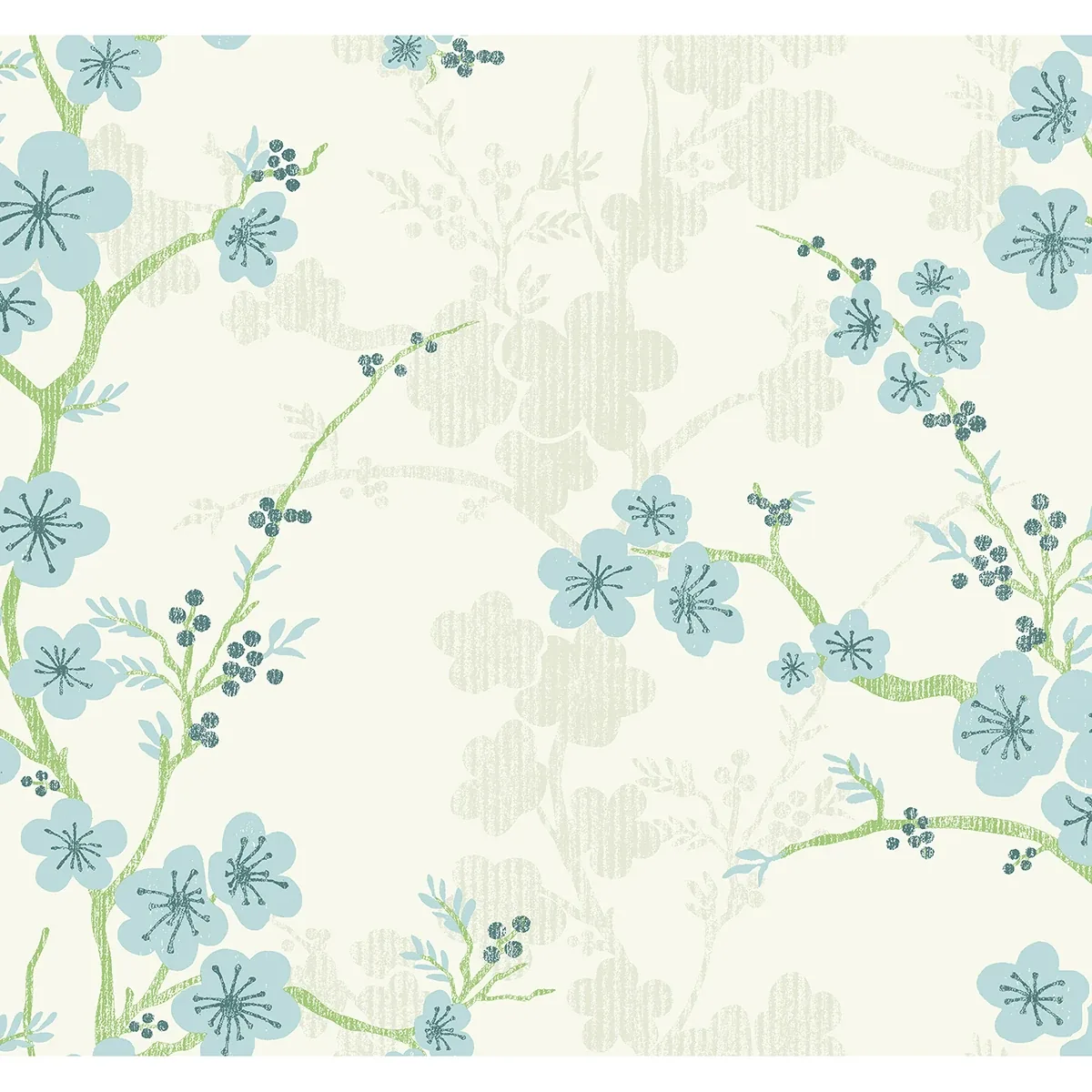 2973-90107 | Nicolette Light Blue Floral Trail Wallpaper