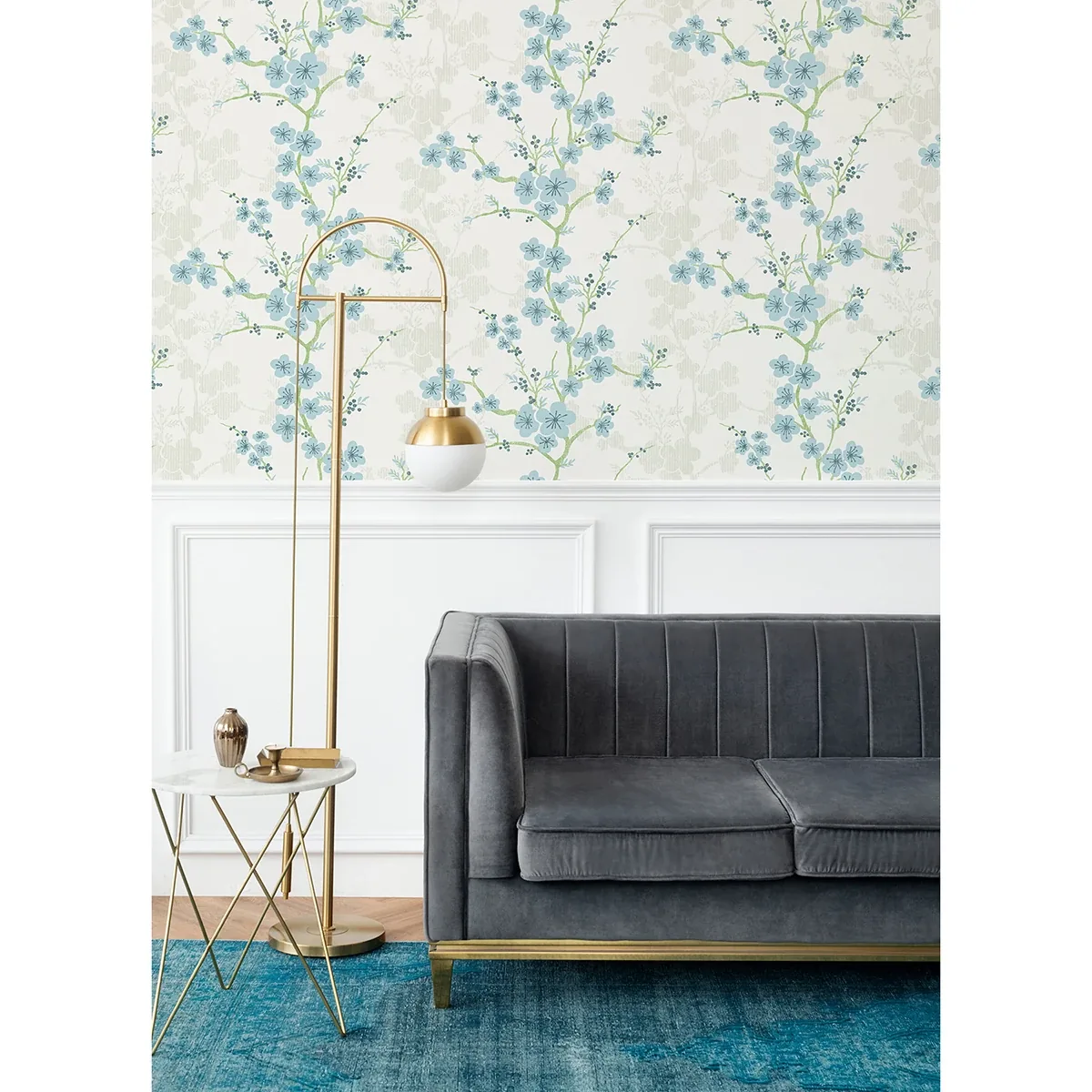 A-Street Prints Nicolette Light Blue Floral Trail Wallpaper - SKU 2973-90107