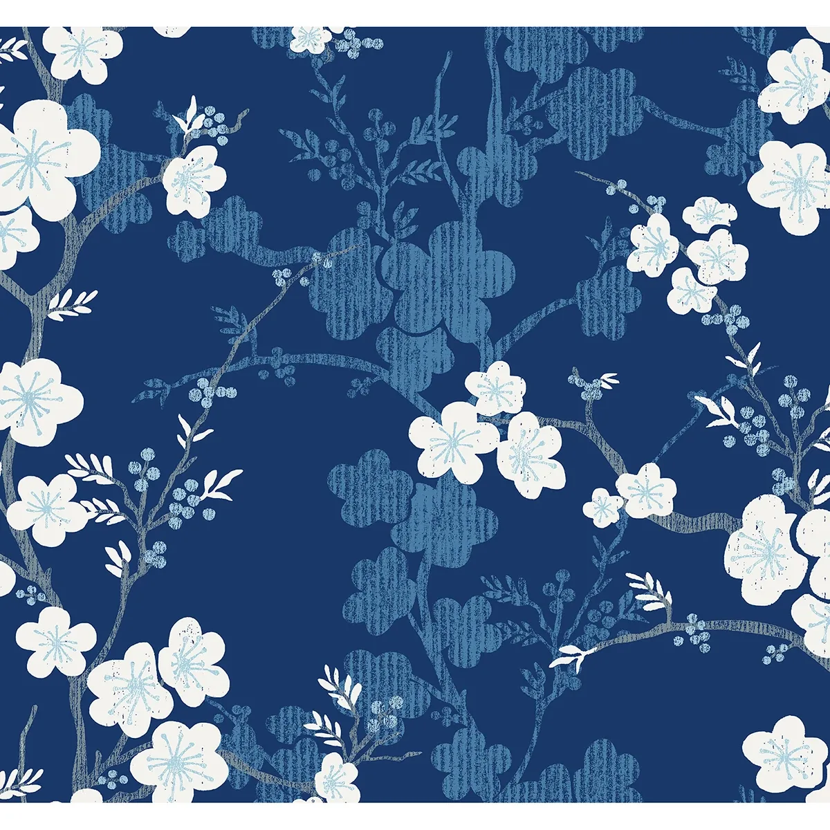 2973-90104 | Nicolette Navy Floral Trail Wallpaper