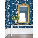 A-Street Prints Nicolette Navy Floral Trail Wallpaper - SKU 2973-90104