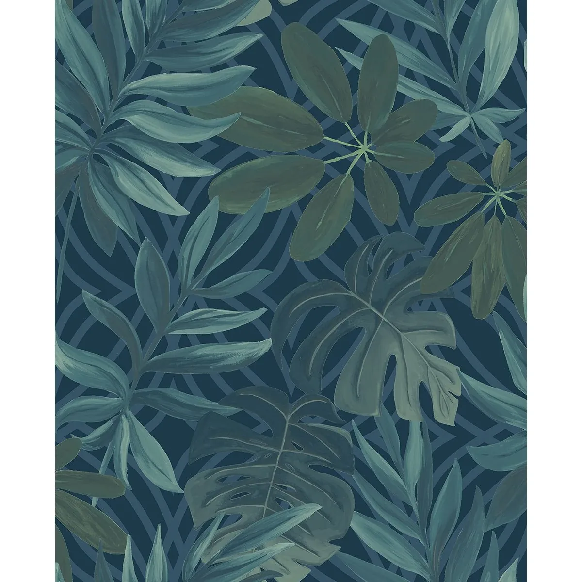 A-Street Prints Nocturnum Blue Leaf Wallpaper - SKU 2763-24201