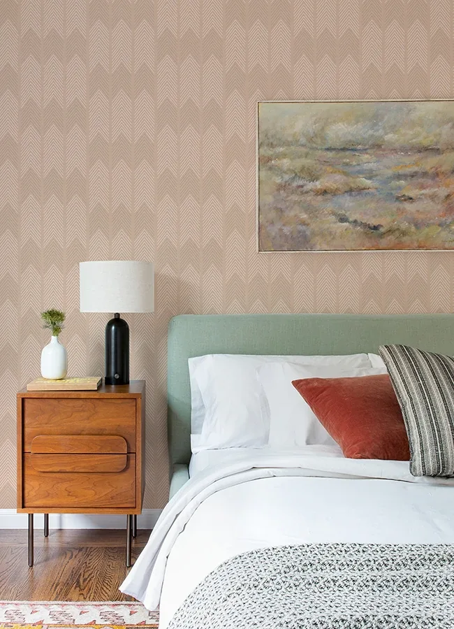 A-Street Prints Nyle Blush Chevron Stripes Wallpaper - SKU 4066-26528