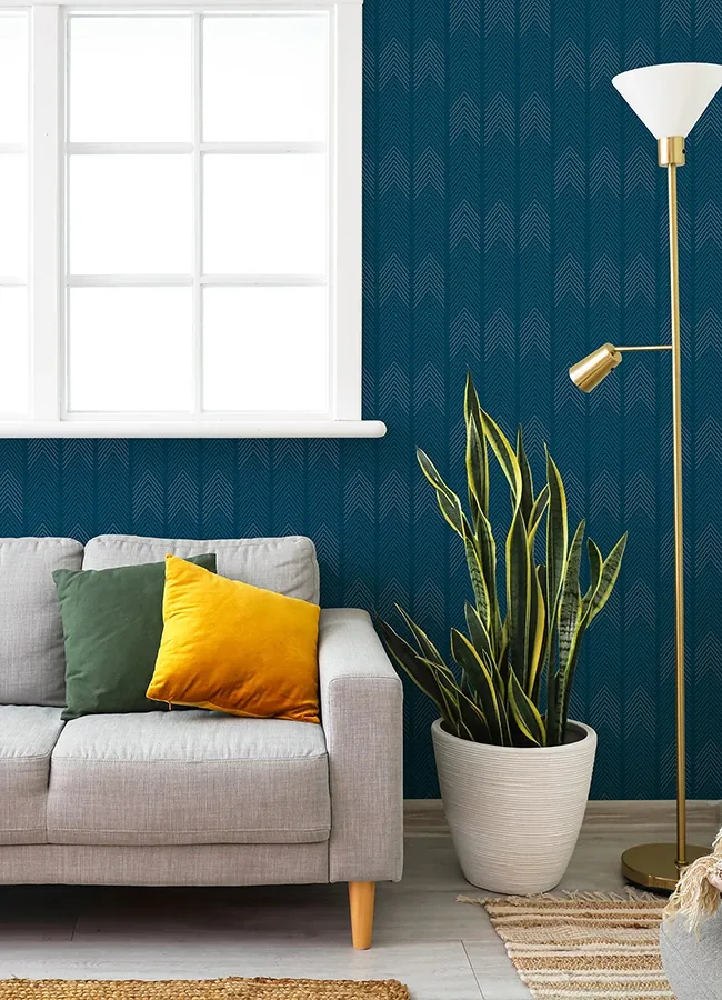 A-Street Prints Nyle Dark Blue Chevron Stripes Wallpaper - SKU 4066-26526