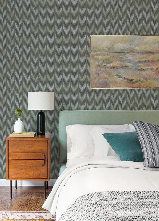 A-Street Prints Nyle Dark Grey Chevron Stripes Wallpaper - SKU 4066-26529