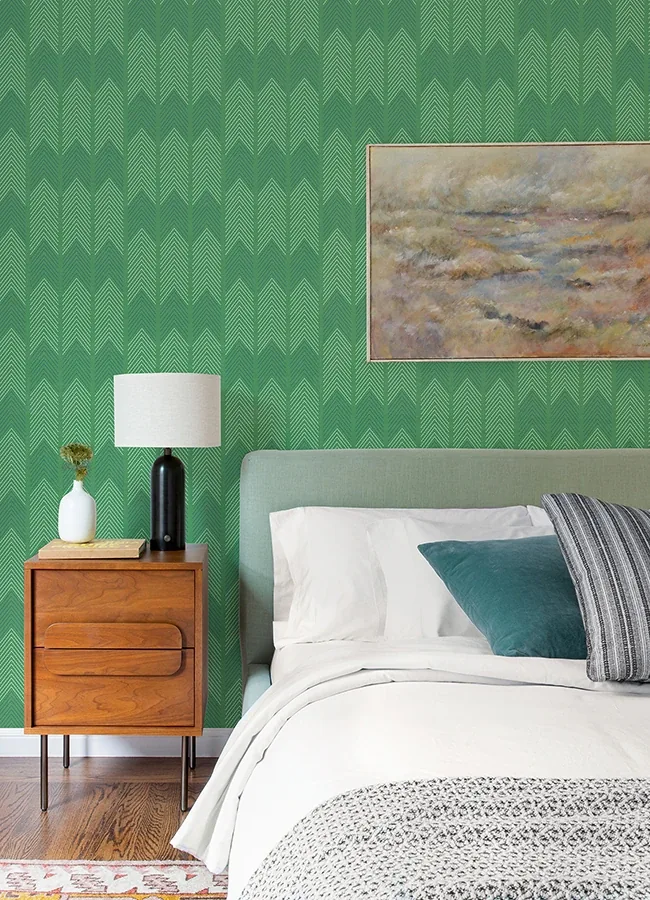 A-Street Prints Nyle Green Chevron Stripes Wallpaper - SKU 4066-26525
