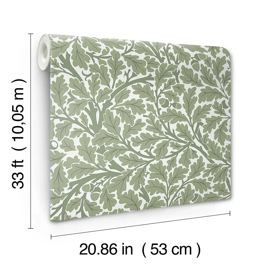 A-Street Prints Oak Tree Green Leaf Wallpaper - SKU 4153-82028