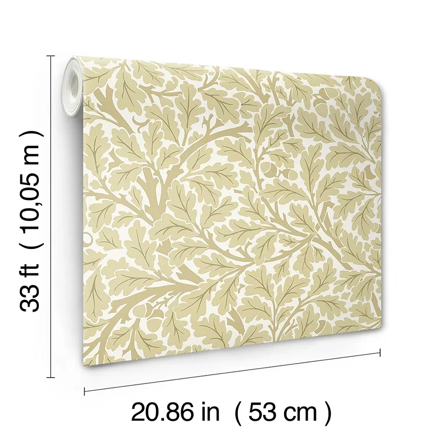 A-Street Prints Oak Tree Light Yellow Leaf Wallpaper - SKU 4153-82027