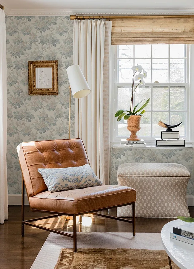 A-Street Prints Oakcliff Blue Leaf Trail Wallpaper - SKU AST6354