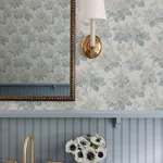 A-Street Prints Oakcliff Blue Leaf Trail Wallpaper - SKU AST6354
