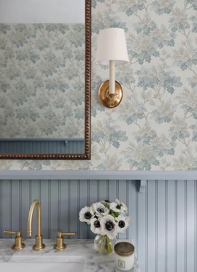 A-Street Prints Oakcliff Blue Leaf Trail Wallpaper - SKU AST6354