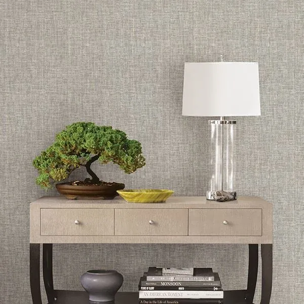 A-Street Prints Oasis Grey Linen Wallpaper - SKU 2702-22755