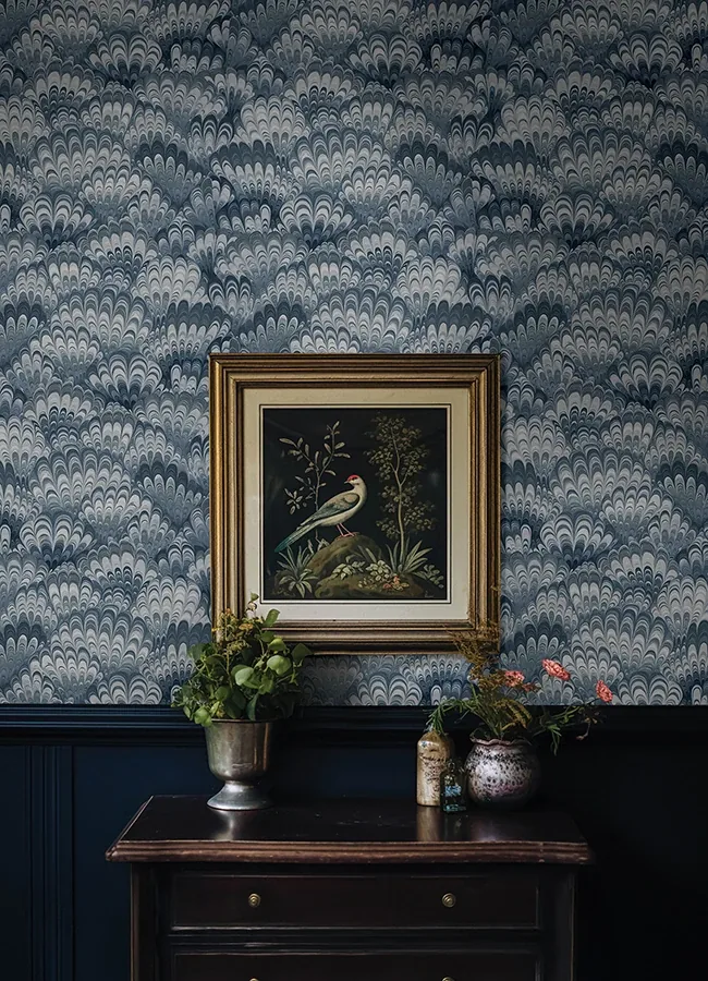 A-Street Prints Octavia Blue Marbled Ink Wallpaper - SKU 4147-27379