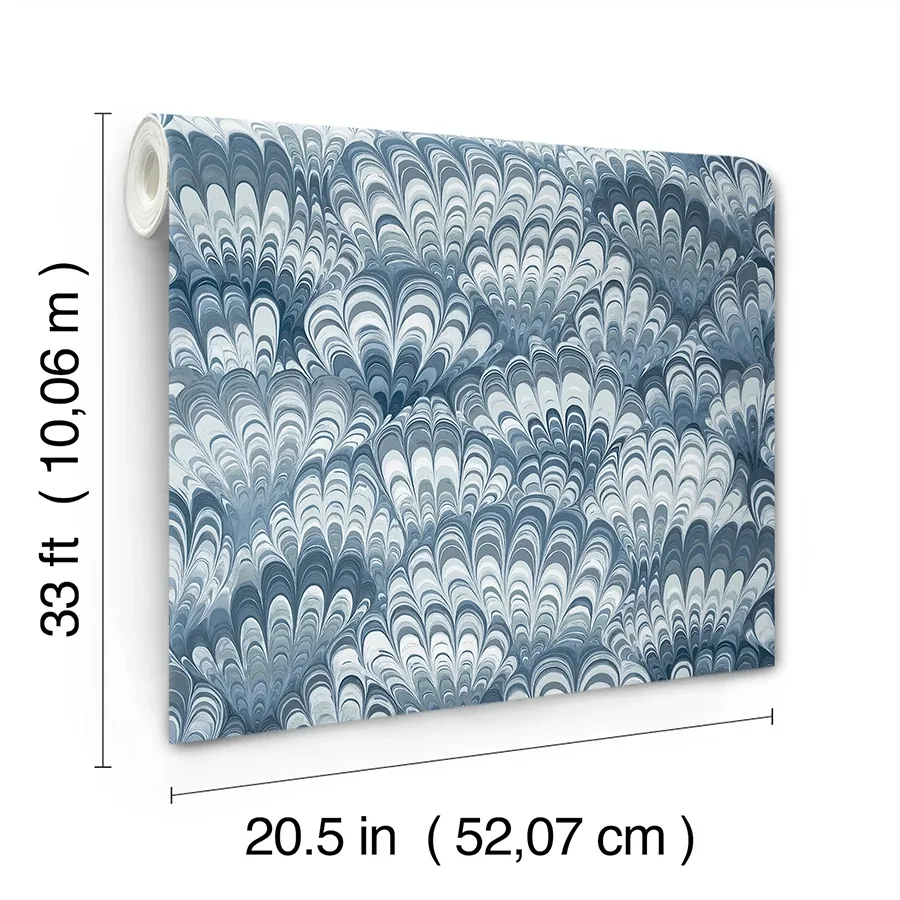 A-Street Prints Octavia Blue Marbled Ink Wallpaper - SKU 4147-27379
