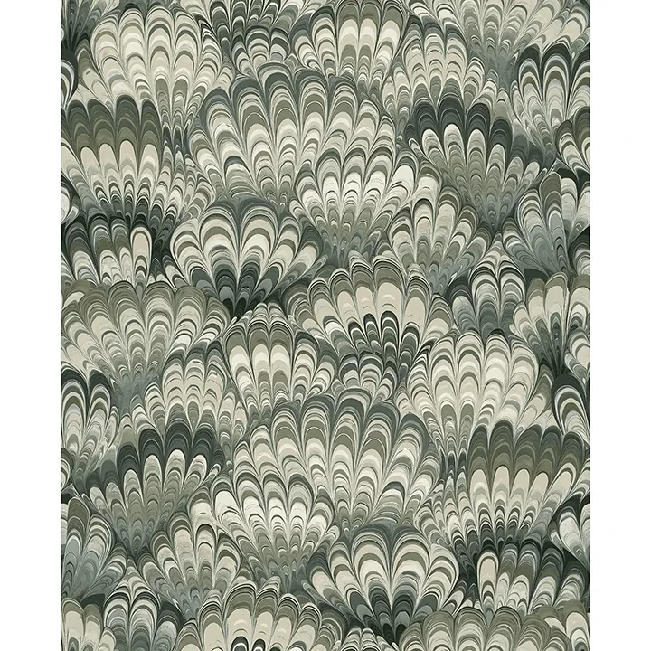 4147-27377 | Octavia Dark Green Marbled Ink Wallpaper