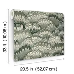 A-Street Prints Octavia Dark Green Marbled Ink Wallpaper - SKU 4147-27377