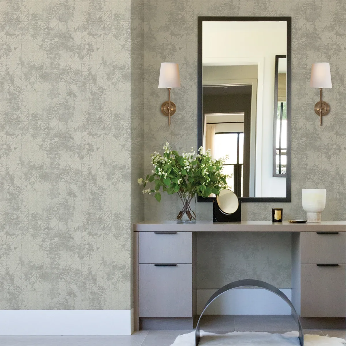A-Street Prints Odell Silver Antique Tiles Wallpaper - SKU 2971-86371