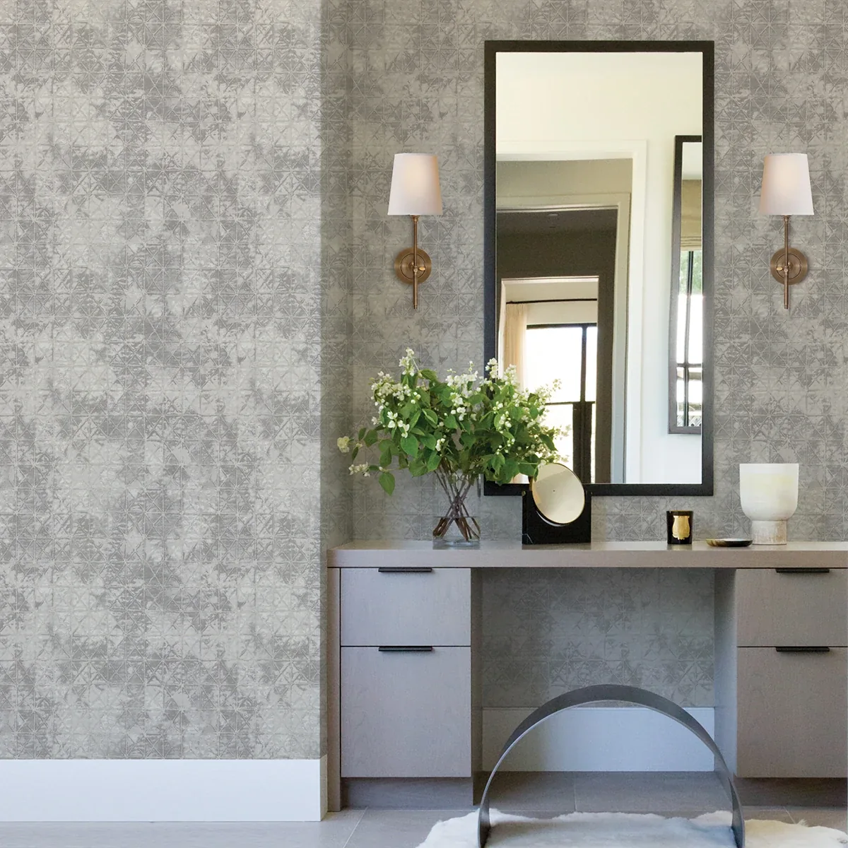 A-Street Prints Odell Slate Antique Tiles Wallpaper - SKU 2971-86376