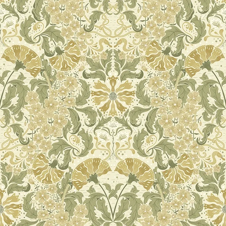 4080-83117 | Ojvind Gold Floral Ogee Wallpaper