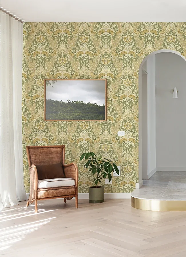 A-Street Prints Ojvind Gold Floral Ogee Wallpaper - SKU 4080-83117
