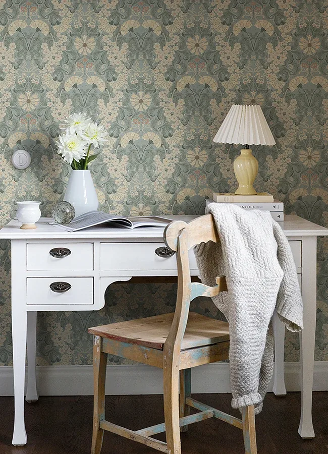 A-Street Prints Ojvind Light Blue Floral Ogee Wallpaper - SKU 4080-83115