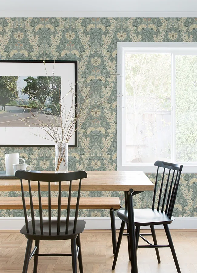 A-Street Prints Ojvind Light Blue Floral Ogee Wallpaper - SKU 4080-83115