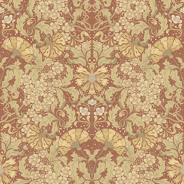 4080-83114 | Ojvind Rust Floral Ogee Wallpaper