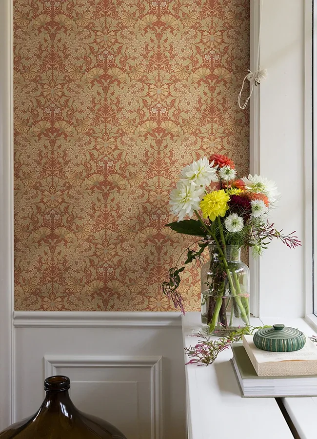 A-Street Prints Ojvind Rust Floral Ogee Wallpaper - SKU 4080-83114