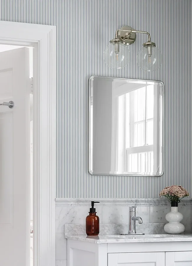 A-Street Prints Oliver Navy Simple Stripe Wallpaper - SKU AST4971