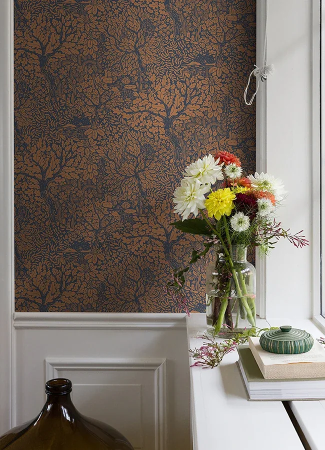 A-Street Prints Olle Orange Forest Sanctuary Wallpaper - SKU 4080-83106
