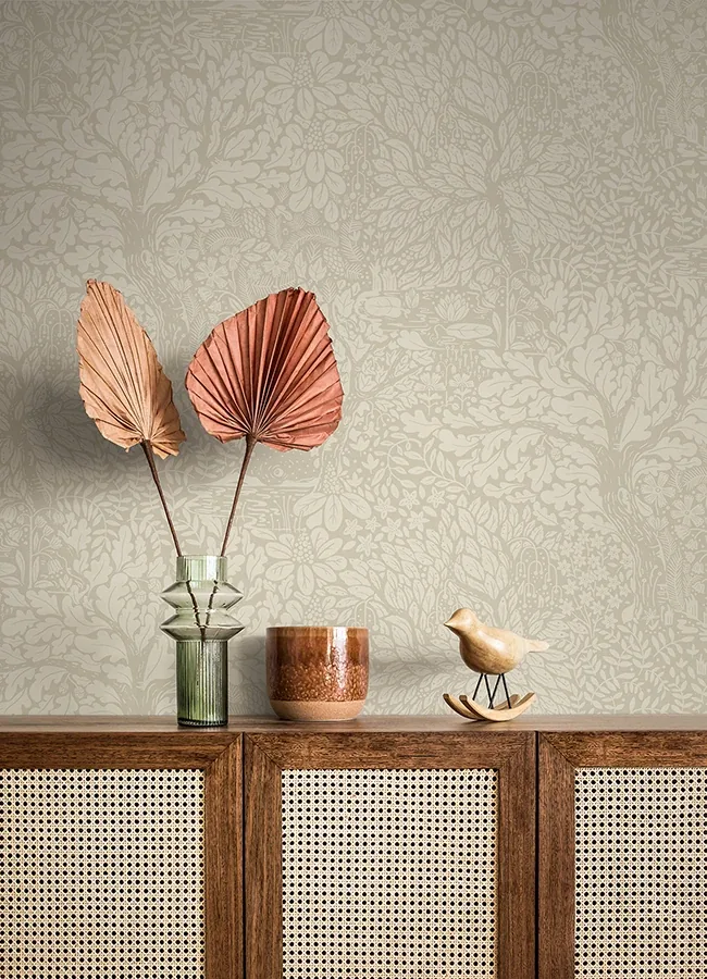 A-Street Prints Olle Taupe Forest Sanctuary Wallpaper - SKU 4080-83110