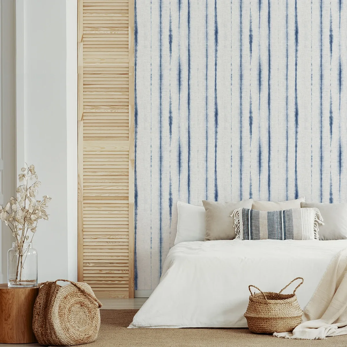 A-Street Prints Orleans Blue Shibori Faux Linen Wallpaper - SKU 2969-26049