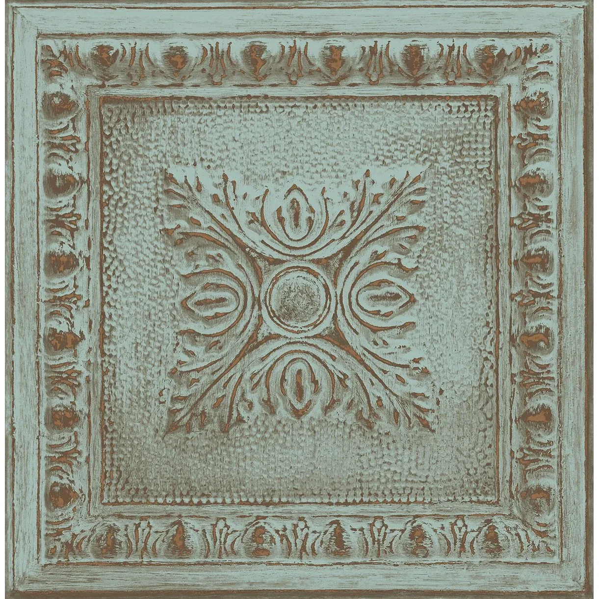 A-Street Prints Ornamental Turquoise Tin Tile Wallpaper - SKU 2540-24032