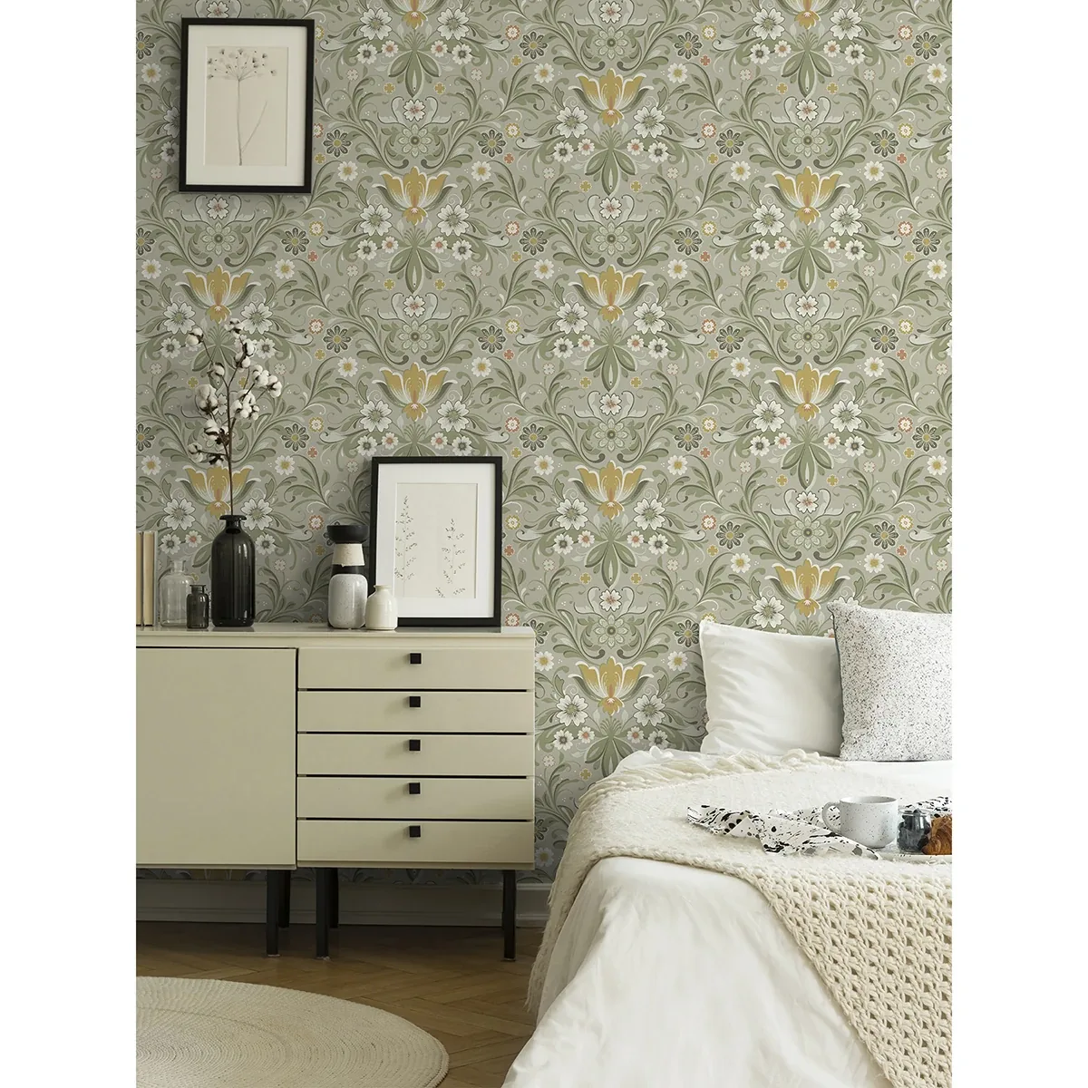 A-Street Prints Ostanskar Green Retro Floral Wallpaper - SKU 2999-24113