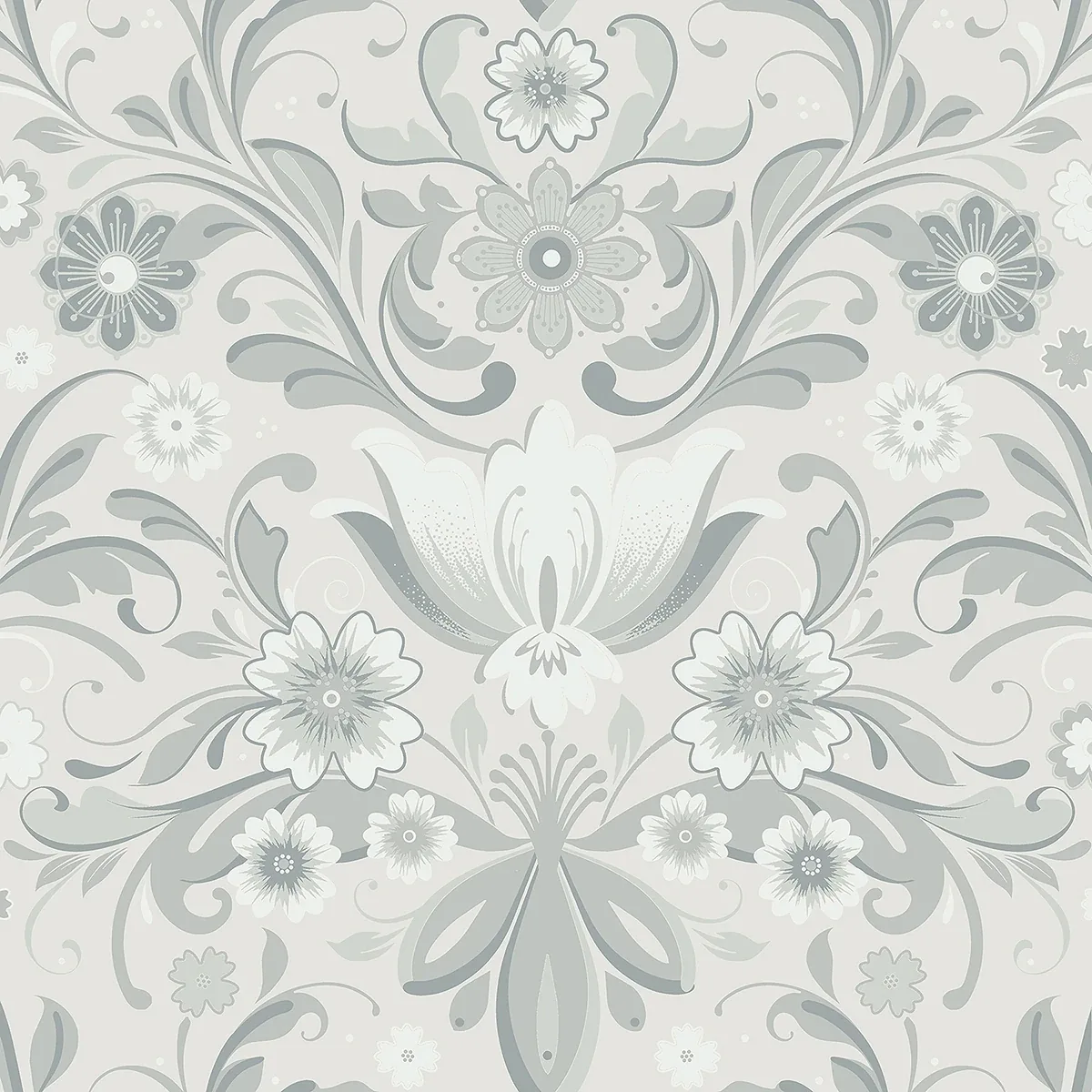 2999-24109 | Ostanskar Light Grey Retro Floral Wallpaper
