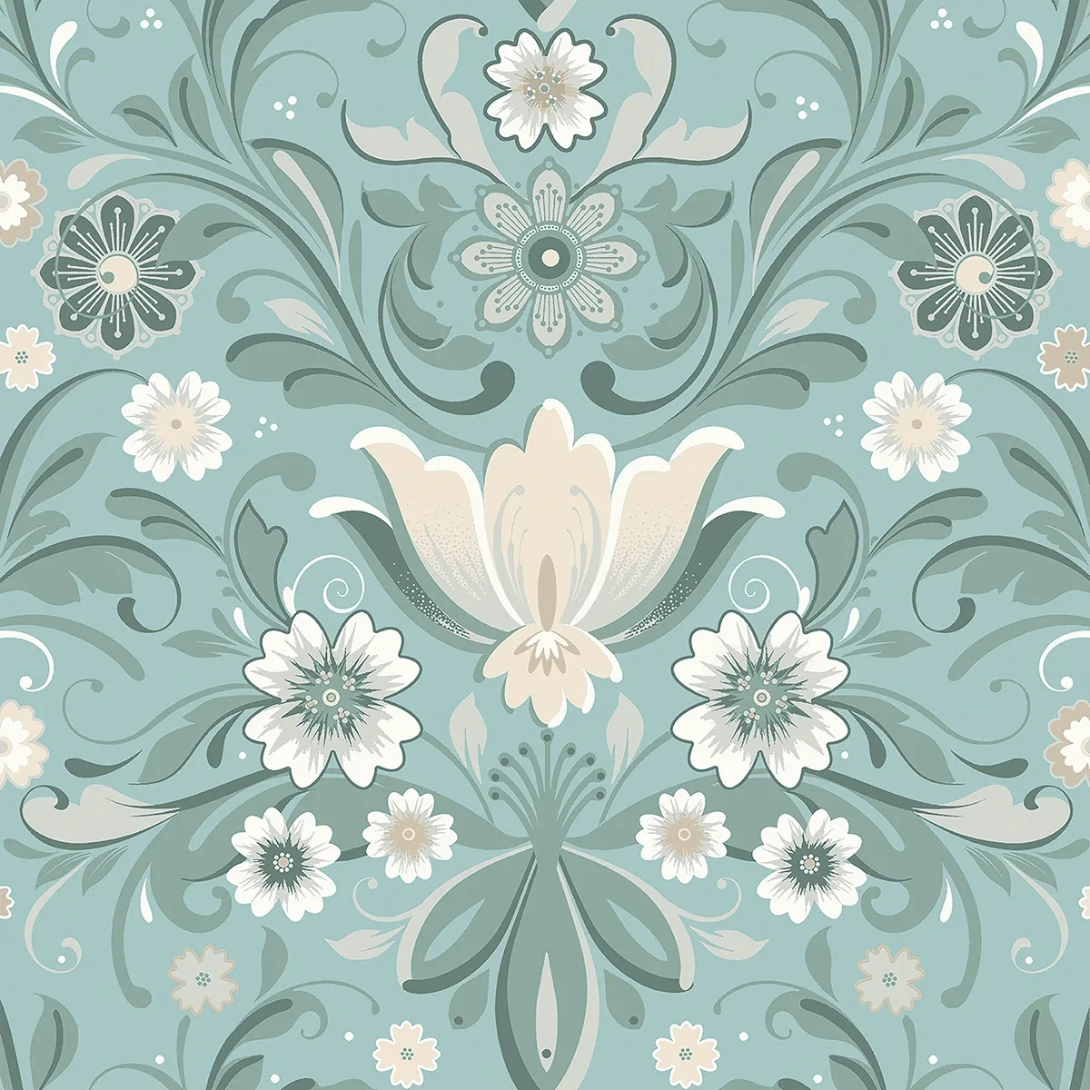 A-Street Prints Ostanskar Turquoise Retro Floral Wallpaper - SKU 2999-24111