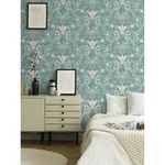 A-Street Prints Ostanskar Turquoise Retro Floral Wallpaper - SKU 2999-24111