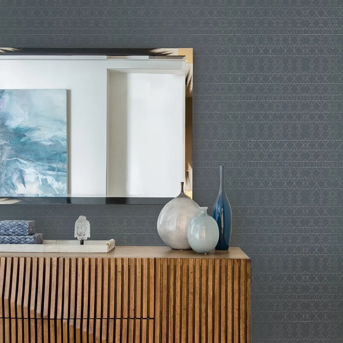 A-Street Prints Paititi Denim Diamond Trellis Wallpaper - SKU 4019-86404