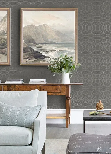 A-Street Prints Paititi Sterling Geometric Trellis Wallpaper - SKU 2976-86405