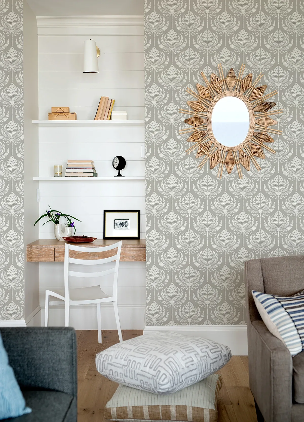 A-Street Prints Palmier Grey Lotus Fan Wallpaper - SKU 4014-26425